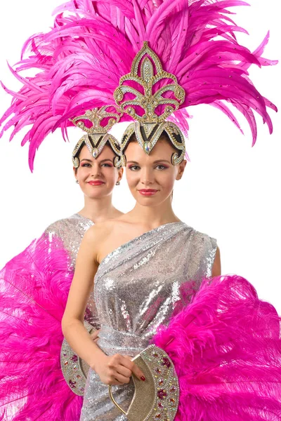 Krásné dívky v karnevalové kostýmy, izolované na bílém backgro — Stock fotografie