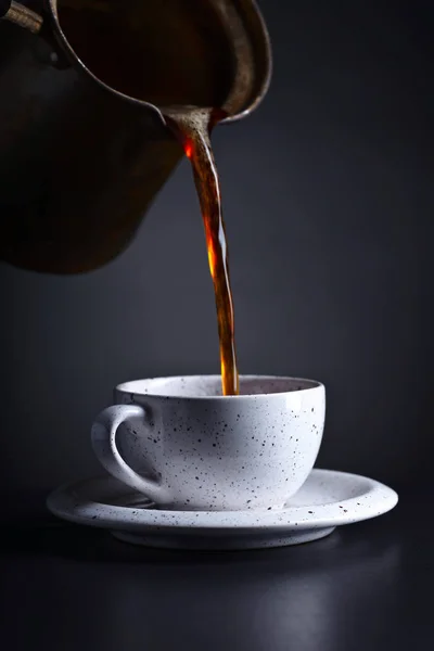 Cup of black coffee on dark background — Stock Photo, Image