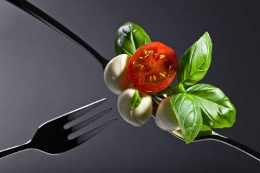 Kiraz domates ve yeşil Mini mozzarella fesleğen .