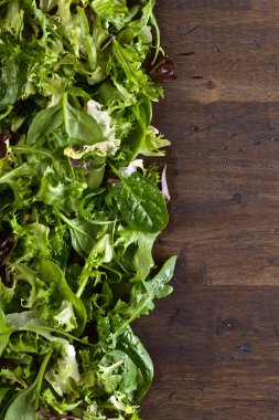 Taze yeşil salata ile ıspanak, roka ve marul 