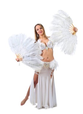 Güzellik sarışın beyaz dansöz kostüm . 