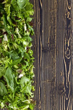 Taze yeşil salata ile ıspanak, roka ve marul 