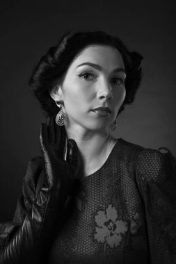 Siyah beyaz portre retro tarzı .