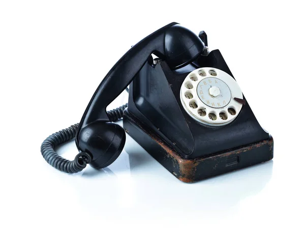 Ponsel hitam lama diisolasi pada putih . — Stok Foto