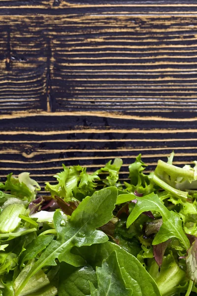 Frischer grüner Salat mit Spinat, Rucola und Salat — Stockfoto