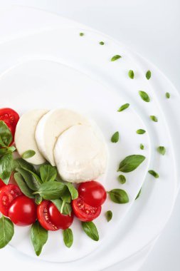 Domates ve yeşil Fesleğenli mozzarella.