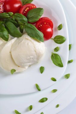 Domates ve yeşil Fesleğenli mozzarella.