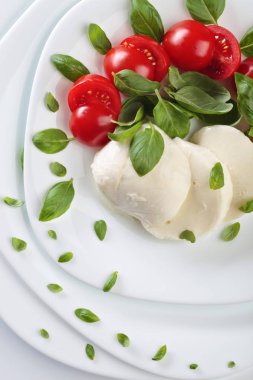 Domates ve yeşil Fesleğenli mozzarella.