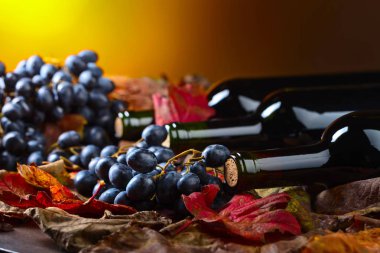 Kırmızı şarap ve üzüm. .