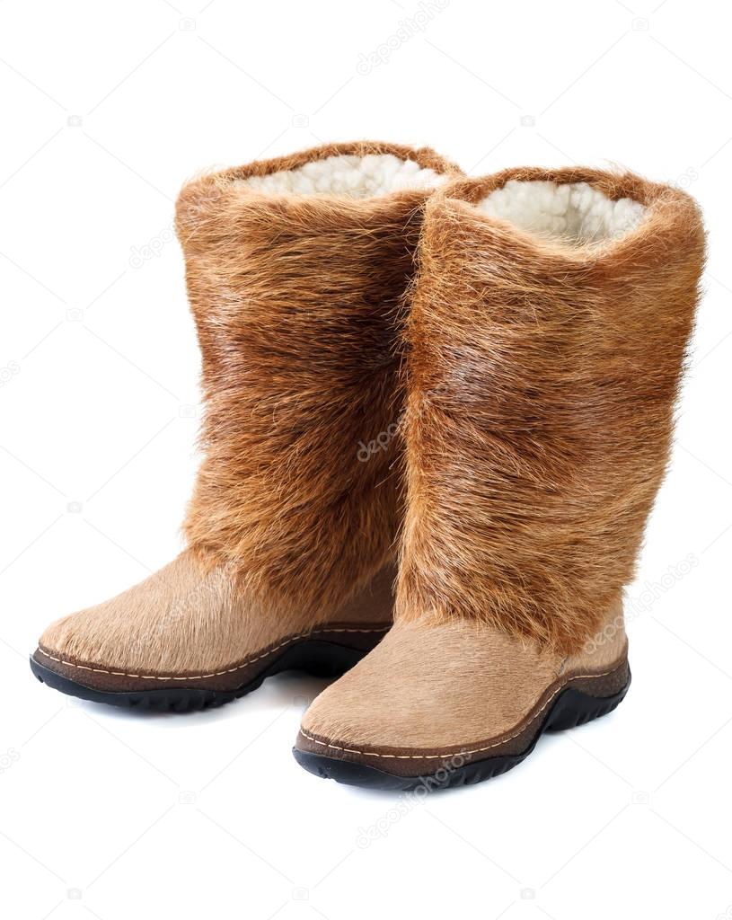 Warm boots  isolated on white.