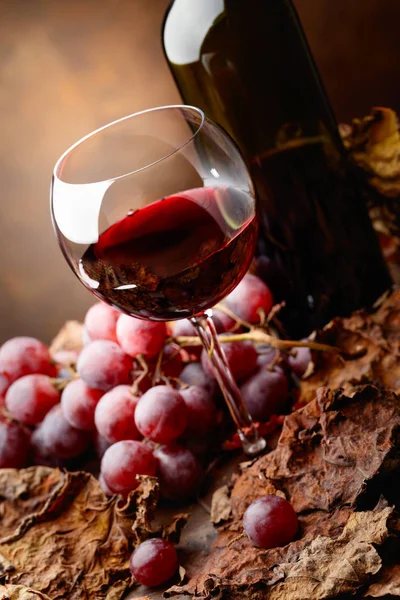 Bardak ve şişe kırmızı şarap . — Stok fotoğraf