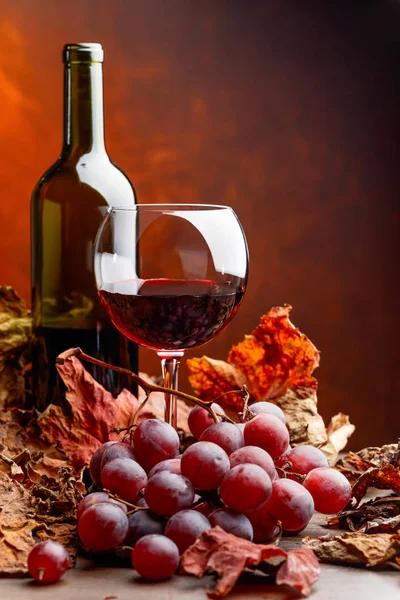 Bicchiere e bottiglia di vino . — Foto Stock