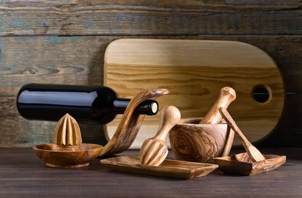 Set de utensilios de cocina de madera . — Foto de Stock