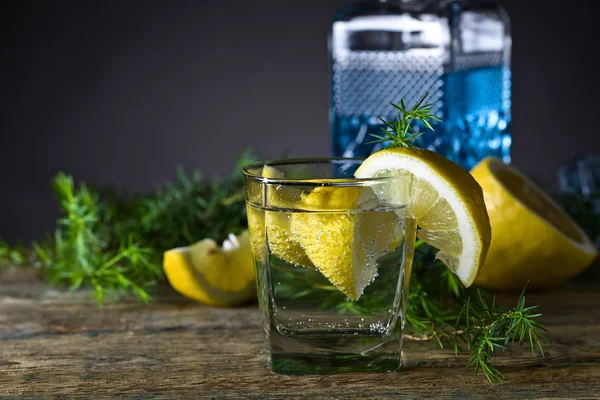 Ginebra con rodajas de limón  . — Foto de Stock