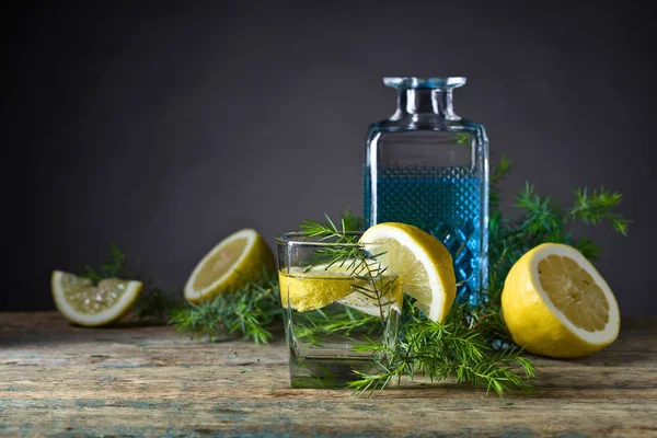 Gin mit Zitronenscheiben . — Stockfoto