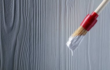 Beyaz boya ile boya fırçası .