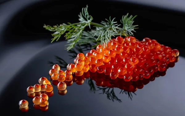 Dereotu ile kırmızı havyar . 