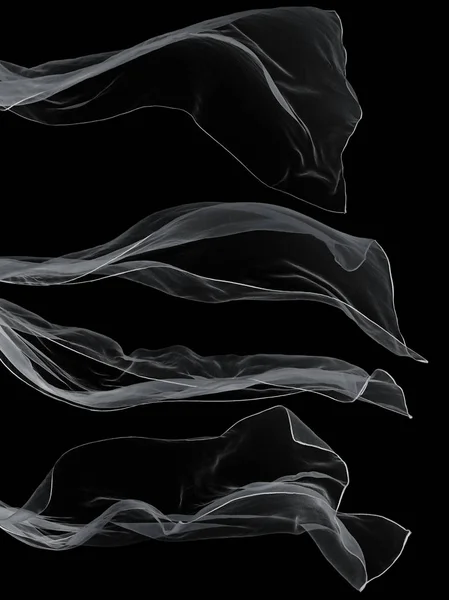 Sciarpa bianca trasparente su sfondo nero . — Foto Stock