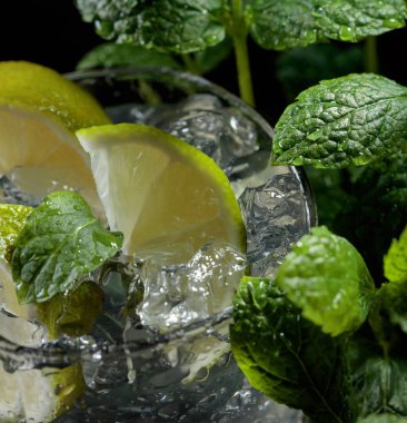 Mojito kokteyl içki kireç, buz ve nane ile .