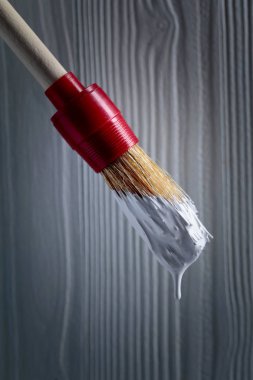 Beyaz boya ile boya fırçası .