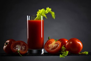 Kereviz hasta ile süslenmiş Bloody Mary kokteyl . 