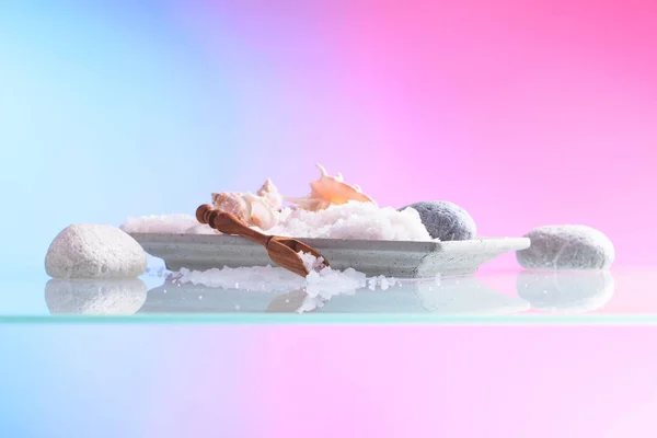 Spa composition with shells and  sea salt . — Stock Photo, Image
