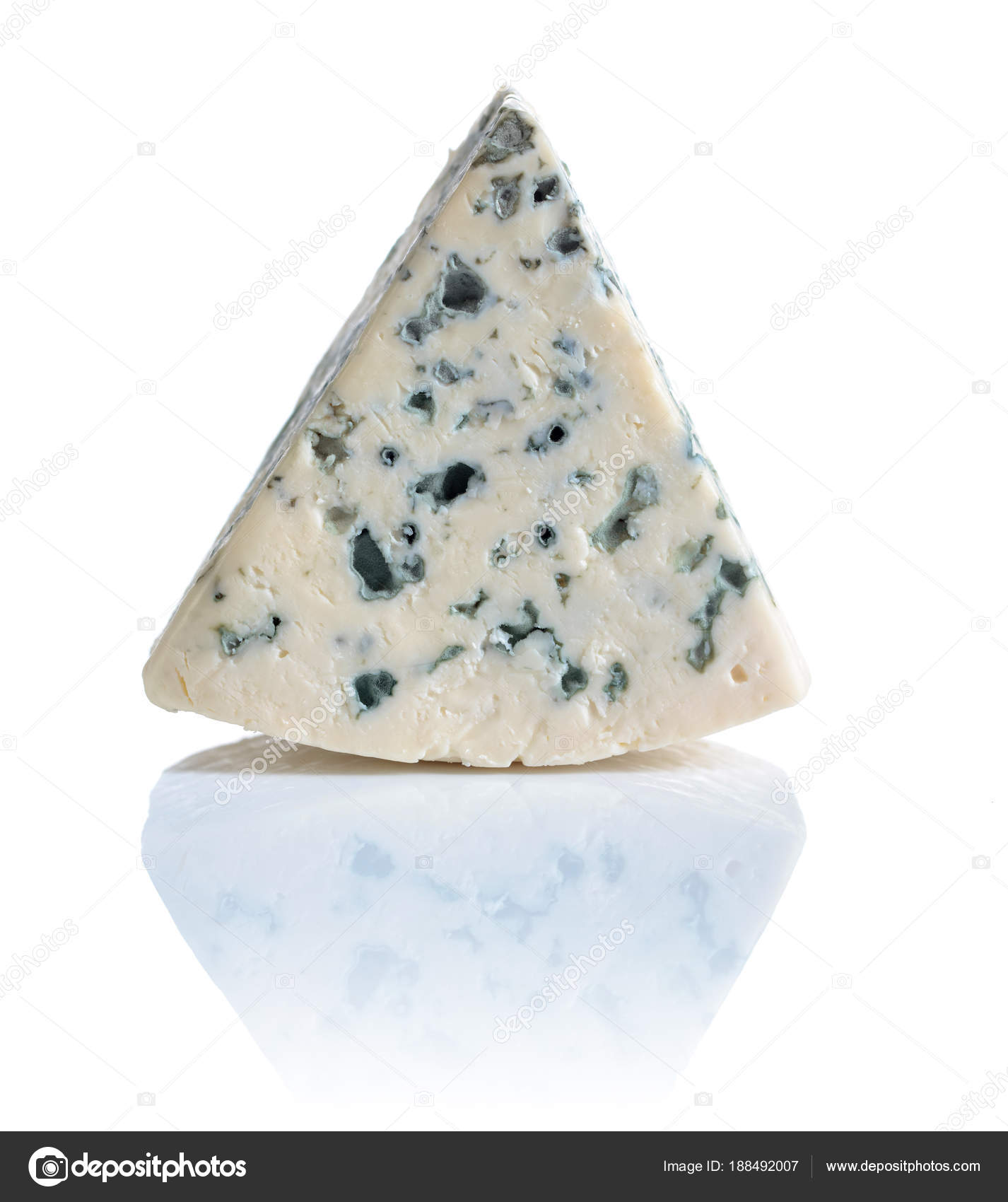 Soft blue cheese with mold isolated on white background. Stock Photo by