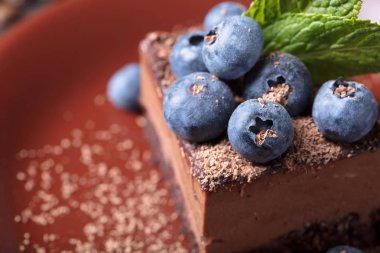 Yaban mersini ve nane ile çikolatalı kek .