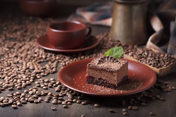 Chokladkaka med mynta . — Stockfoto