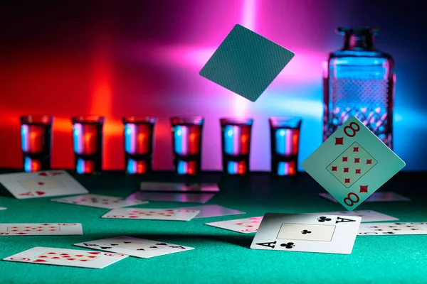 Cards fall on a casino table . Concept of gambling. — Stock Photo, Image