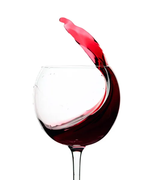 Splash Red Wine Glass Isolated White Background — 스톡 사진