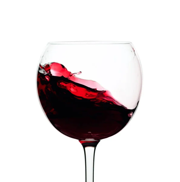 Splash Red Wine Glass Isolated White Background — 스톡 사진