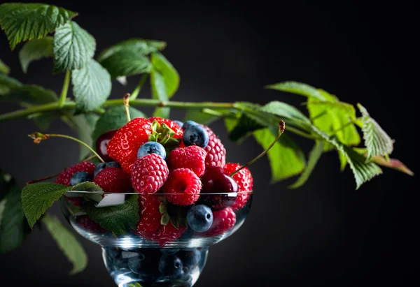 Colorida Mezcla Variada Fresa Arándano Frambuesa Cereza Dulce — Foto de Stock