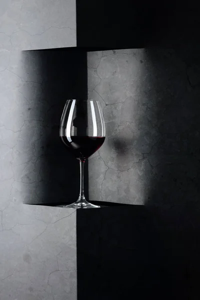 Verre Vin Rouge Sur Fond Noir Copiez Espace Pour Votre — Photo