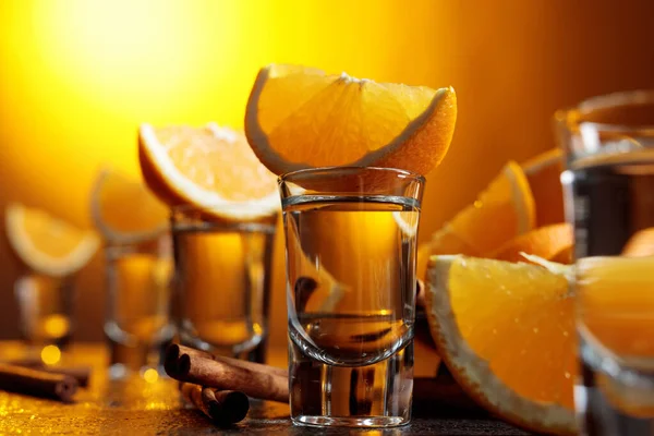 Tequila Orange Cinnamon Table Bar — Stock Photo, Image