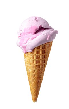 Beyaz arka planda yaban mersinli dondurma..