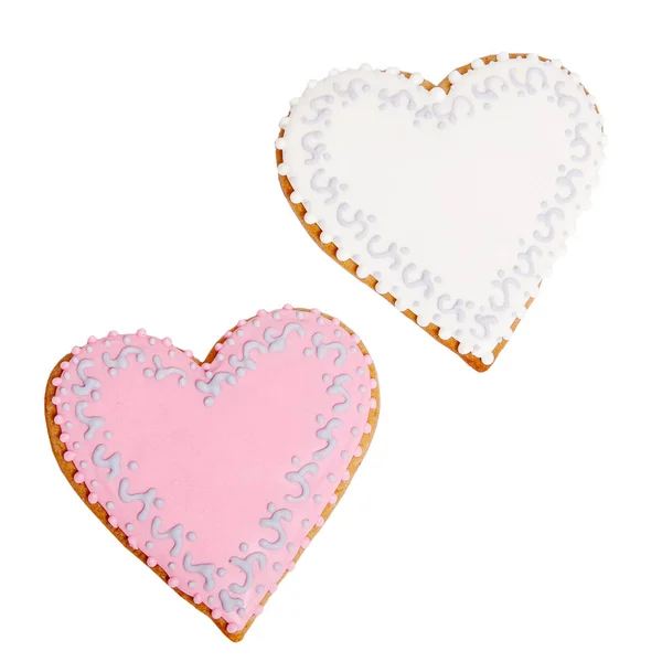 Gingerbread hearts on white background — Stock Photo, Image
