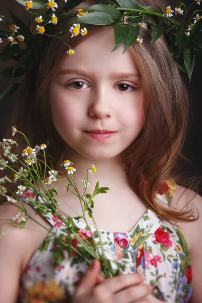 Portret van een klein meisje in de studio — Stockfoto