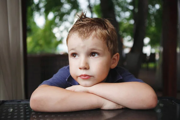 Retrato de un hermoso niño de cerca en el Parque . — Foto de Stock