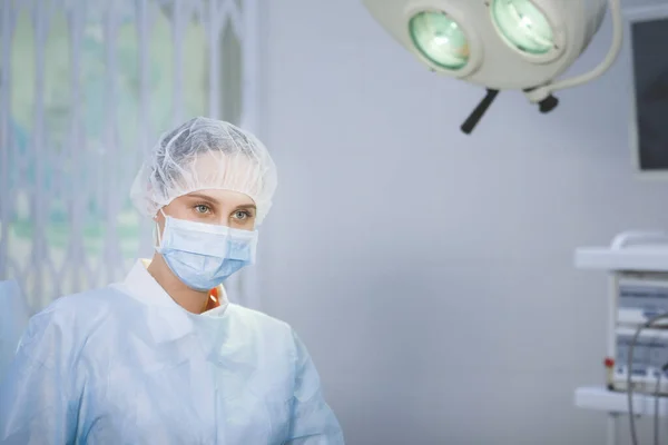 Enfermeira Cirúrgica Boné Máscara Clínica Médica Retrato Close Saúde Cirurgia — Fotografia de Stock