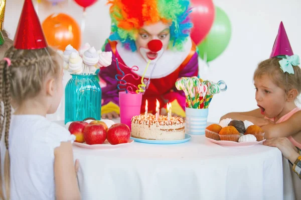 Children Play Have Fun Clown Birthday Party Stock Picture