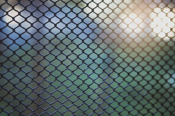 Chain Link Fence Diamond Mesh Patterning Blurred Nature Background Beauty — Stock Photo, Image
