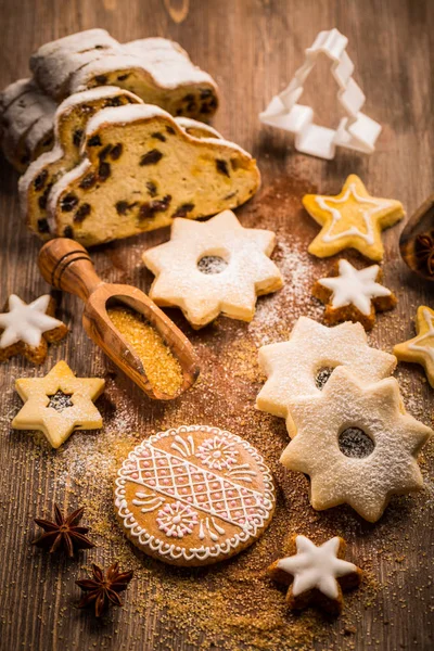 Χριστούγεννα stollen με μπισκότα — Φωτογραφία Αρχείου