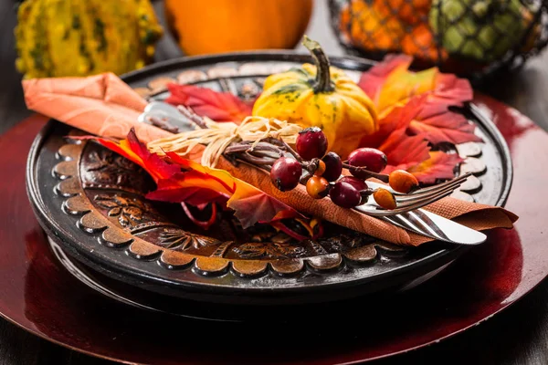 Hösten och Thanksgiving dukning — Stockfoto