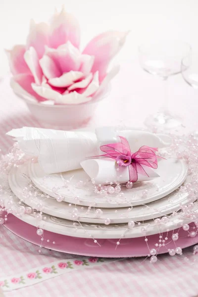 Place setting in pink tone Stock Image