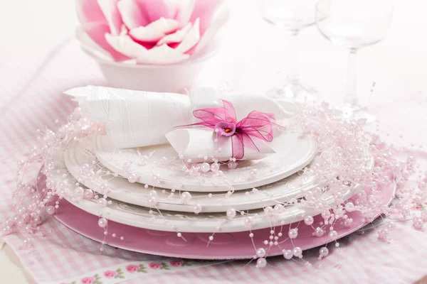 Place setting in pink tone Stock Image