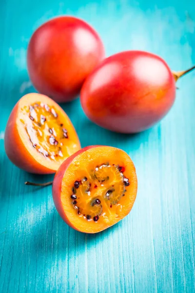 Fresh Tamarillo Fruit Wooden Background — Stock Photo, Image