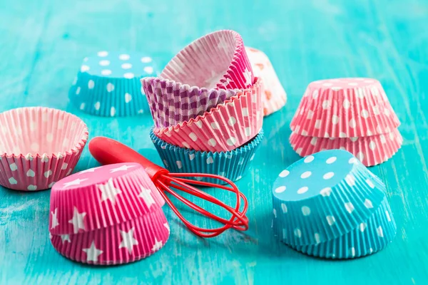 Variation Petites Formes Papier Pour Cuisson Des Cupcakes Des Muffins — Photo