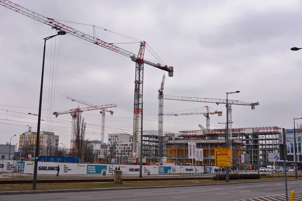 View Construction Site Centre Warsaw March 2018 Warsaw Poland — Stock Photo, Image