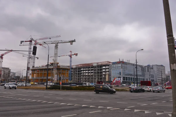 View Construction Site Centre Warsaw March 2018 Warsaw Poland — Stock Photo, Image